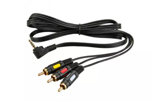 Кабель 3xRCA(M)-Jack 3.5mm(M) угловой, 1.5м, черный REXANT (17-4412)