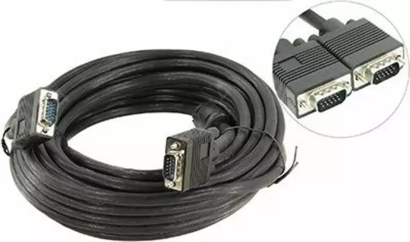 Кабель VGA(15M)-VGA(15M), ферритовый фильтр, 10 м, черный 5bites (APC-133-100)