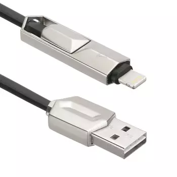 Кабель ACD USB 2.0(AM)-USB 2.0 microBM, дополнительный разъем Lightning 8-pin, 1м, черный (ACD-U924-PMB)