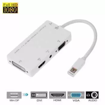 Кабель-адаптер MiniDisplayPort-HDMI/ DVI/ VGA+Audio, 20см, белый ORIENT (C331W)