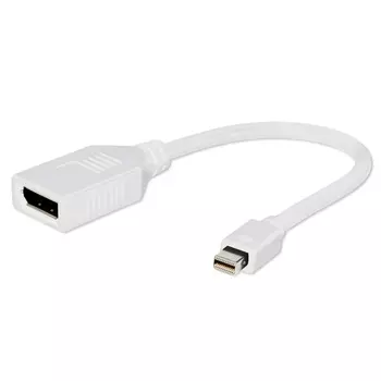 Кабель-переходник (адаптер) Mini DisplayPort(M)-DisplayPort(20F), 16 см, белый Cablexpert (A-MDPM-DPF-001-W)