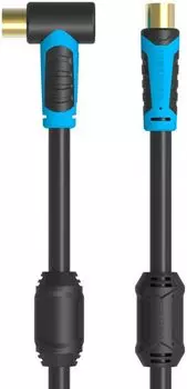 Кабель M-M угловой, экранированный, ферритовый фильтр, 1 м, черный/синий Vention (VAV-A02-B100)