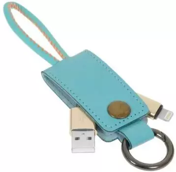 Кабель-брелок USB-Lightning 8-pin, 2A 25см, голубой mObility (УТ000023433)