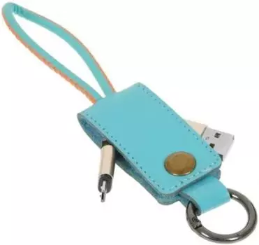 Кабель-брелок USB-Micro USB, 2A 25см, голубой mObility (УТ000023423)