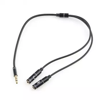 Кабель Cablexpert Jack 3.5(M)-2xJack 3.5mm, блистер , 20см, черный (CCAB-02-35MYHM-0.2MB)