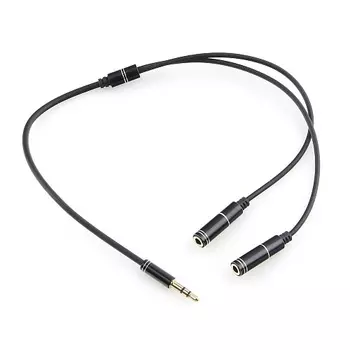 Кабель Cablexpert Jack 3.5(M)-2xJack 3.5mm(F), блистер , 20см, черный (CCAB-02-35MY-0.2MB)