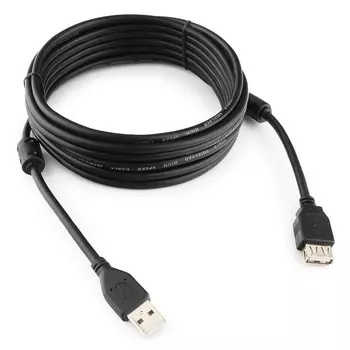Кабель-удлинитель USB(Am)-USB(Af), ферритовый фильтр, 3 м, черный, Cablexpert (CCF2-USB2-AMAF-10)