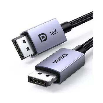 Кабель DisplayPort (19M)-DisplayPort (19M) v2.1 4K/8K/16K, экранированный, 1 м, серый UGREEN DP118 (15383)