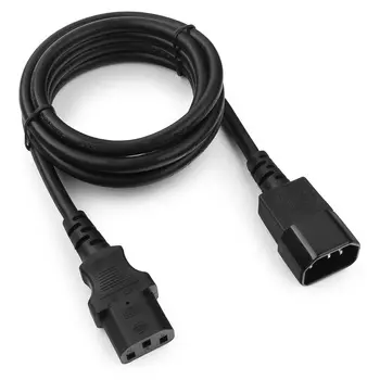 Кабель-удлинитель питания IEC-320-C13-IEC-320-C14, 16А, сечение провода 3x1кв.мм, с заземлением, пакет, 1.8 м, черный Cablexpert (PC-189-1-1.8M)