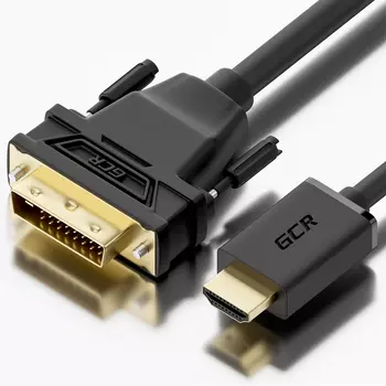 Кабель HDMI(19M)-DVI(25M) Dual Link, экранированный, OD7.3mm, 28/28 AWG, 50см, черный Greenconnect (GCR-HD2DVI1-0.5m)