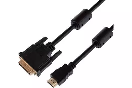 Кабель HDMI(19M)-DVI-D(19M) v1.4b 4K, ферритовый фильтр, 2 м, черный REXANT (17-6304)