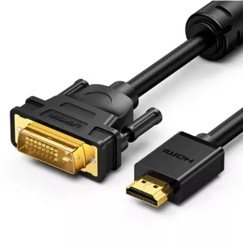 Кабель HDMI(19M)-DVI-D(25M), экранированный, ферритовый фильтр, 1 м, черный UGREEN HD106 (30116)