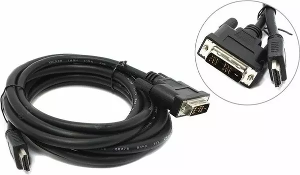 Кабель HDMI(19M)-DVI(M), 3 м, черный Gembird/Cablexpert (CC-HDMI-DVI-10)