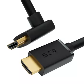 Кабель HDMI(19M)-HDMI(19M) прямой+верхний угол 4K, экранированный, 1 м, черный GCR GCR-HMAC4 (GCR-52318)