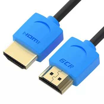 Кабель HDMI(19M)-HDMI(19M) v1.4 4K, экранированный, 1м, черный/синий Greenconnect SLIM (GCR-51587)
