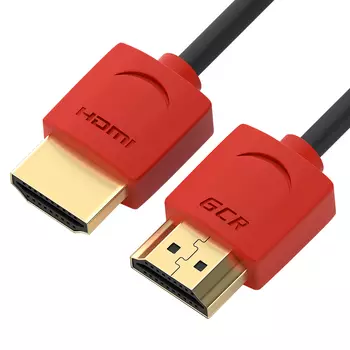 Кабель HDMI(19M)-HDMI(19M) v1.4 4K, экранированный, 50см, черный/красный Greenconnect SLIM (GCR-51212)