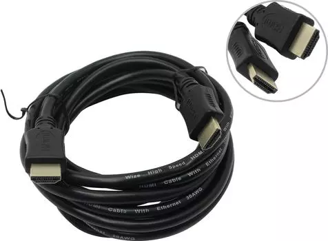 Кабель HDMI(19M)-HDMI(19M) v2.0 4K, экранированный, 3 м, черный Wize C-HM-HM (C-HM-HM-3M)
