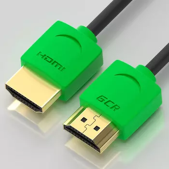 Кабель HDMI(19M)-HDMI(19M) v2.0 4K, экранированный, 1м, черный/зеленый GCR SLIM GCR-HM502 (GCR-51580)
