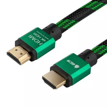 Кабель HDMI(19M)-HDMI(19M) v2.0 4K, экранированный, 2 м, черный/зеленый Greenconnect (GCR-51486)