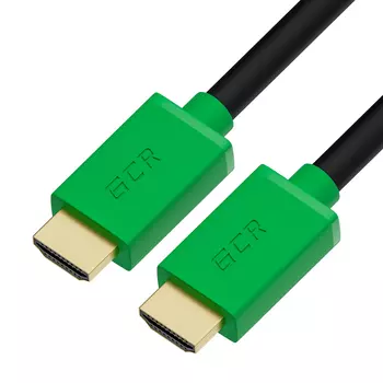 Кабель HDMI(19M)-HDMI(19M) v2.0 4K, экранированный, 50см, черный/зеленый GCR GCR-HM401 (GCR-HM421-0.5m)