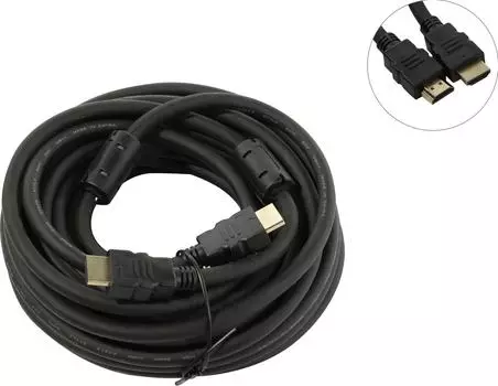 Кабель HDMI(19M)-HDMI(19M) v2.0 4K, ферритовый фильтр, 10 м, черный Exegate EX-CC-HDMI2-10.0F (EX287726RUS)