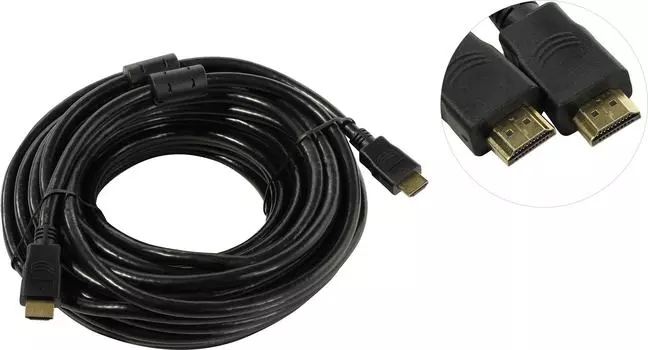 Кабель HDMI(19M)-HDMI(19M) v2.0 4K, экранированный, ферритовый фильтр, 15 м, черный Exegate EX-CC-HDMI2-15.0F (EX287727RUS)