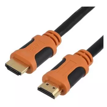 Кабель HDMI(19M)-HDMI(19M) v2.0 4K, 3 м, черный/оранжевый GoPower (00-00027309)