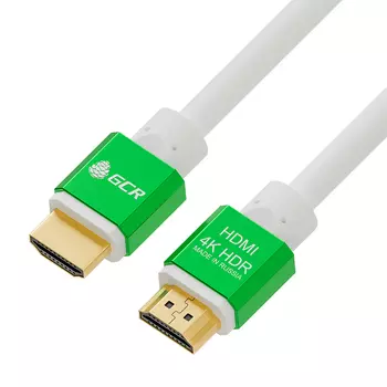 Кабель HDMI(19M)-HDMI(19M) v2.0 4K, экранированный, 5 м, белый/зеленый Greenconnect (GCR-51292)