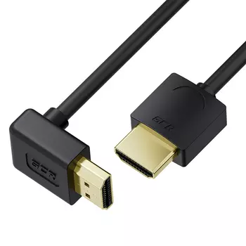 Кабель HDMI(19M)-HDMI(19M) верхний угол/прямой v2.0 4K, экранированный, 2 м, черный Greenconnect SLIM GCR-H201 (GCR-55797)