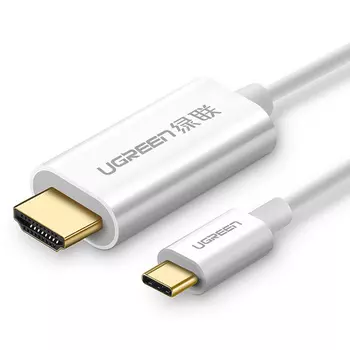 Кабель HDMI(19M)-USB 2.0 Type-C(M) 4K, экранированный, 1.5 м, белый UGREEN MM121 (30841)