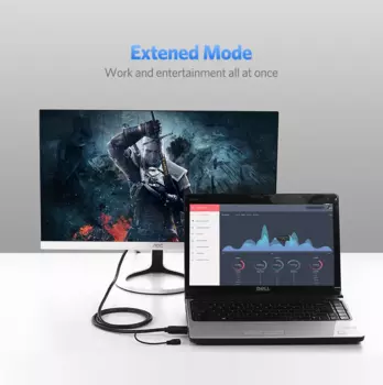 Кабель HDMI(M)+microUSB-VGA(15M), плоский, экранированный, 1.5 м, черный UGREEN (30449)