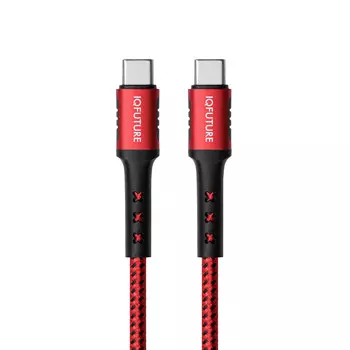 Кабель USB Type-C(m)-USB Type-C(m), быстрая зарядка, 3А, 2 м, черный/красный, IQFuture (IQ-UC3A)