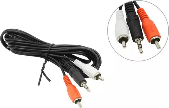 Кабель Jack 3.5mm(M)-2xRCA(M), 2м, черный Hama (H-30455/00030455)