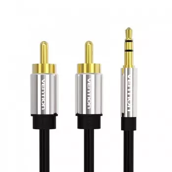 Кабель Jack 3.5mm(M)-2xRCA(M), 5м, черный Vention (P550AC500-S)