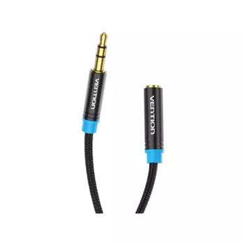 Кабель Jack 3.5mm(M)-Jack 3.5mm(F), экранированный, 1 м, черный Vention (VAB-B06-B100-M)