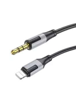 Кабель Jack 3.5mm(M)-Lightning 8-pin(M), экранированный, 1 м, черный Borofone Creator BL19