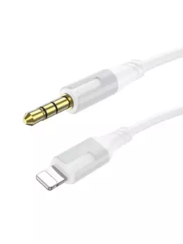 Кабель Jack 3.5mm(M)-Lightning 8-pin(M), экранированный, 1 м, белый Borofone Creator BL19