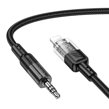 Кабель Jack 3.5mm(M)-Lightning 8-pin(M), 1.2 м, черный HOCO UPA27 Spirit
