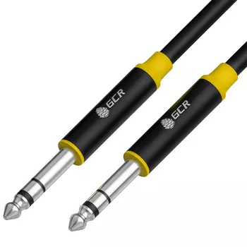 Кабель Jack 6.35mm(M)-Jack 6.35mm(M), экранированный, 5м, черный/желтый GCR STEREO GCR-AVC17 ( GCR-53426)