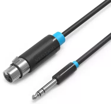 Кабель Jack 6.5mm(M)-XLR(F), экранированный, 3м, черный Vention (BBEBI)