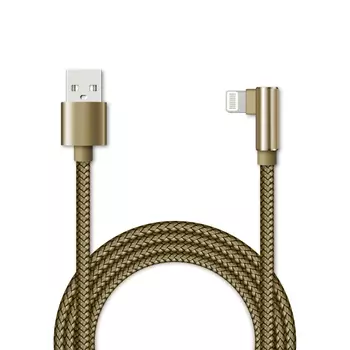 Кабель Jet.A USB 2.0(AM)-Lightning 8-pin, в оплётке, Г-образный штекер, пропускная способность 2A, 1м, золотой (JA-DC45 1m Gold)
