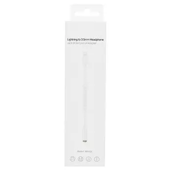 Кабель Lightning 8-pin(m)-Jack 3.5mm(f), 14см, белый MH020 (92951)