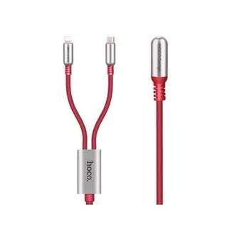 Кабель Lightning 8-pin(m)+Micro USB 2.0(Bm)-USB 2.0(Am), 1.5м, красный HOCO Capsule U17 (6957531059004 )