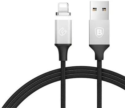 Кабель Lightning 8-pin(m)-USB 2.0(Am), 2.4A, 1.2м, черный/серебристый Baseus Series Magnetic (CALNP-S1)