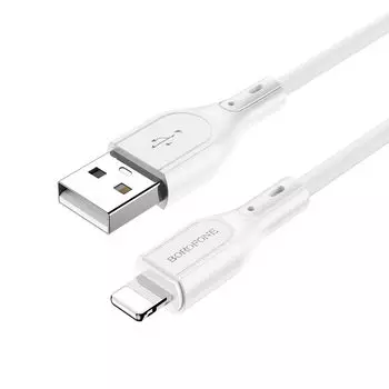 Кабель Lightning 8-pin(m)-USB 2.0(Am), 2.4A, 1м, белый Borofone Wide way BX66 (6974443382419)