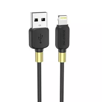 Кабель Lightning 8-pin-USB, 2.4A, 1м, черный Borofone Defender BX59 (133836)