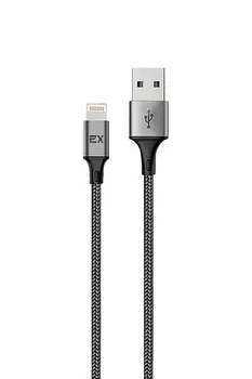 Кабель Lightning 8-pin(m)-USB 2.0(Am), 2.4A, 1м, черный Exployd Ray (EX-K-1208)