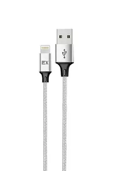 Кабель Lightning 8-pin(m)-USB 2.0(Am), 2.4A, 1м, серебристый Exployd Ray (EX-K-1209)