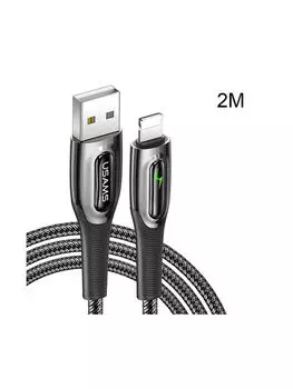 Кабель Lightning 8-pin(m)-USB 2.0(Am), 2.4A, 2м, черный USAMS Raydan Series US-SJ470 (6958444922836)