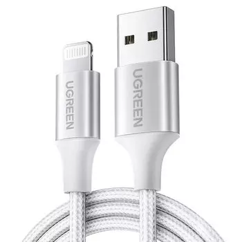 Кабель Lightning 8-pin-USB, 2м, серебристый UGREEN US199 (60163)